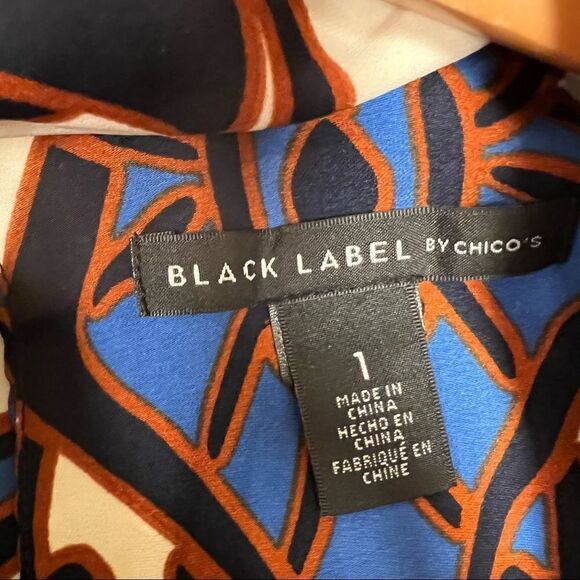 Chicos black label printed long sleeve blouse size Sm - Picture 8 of 9